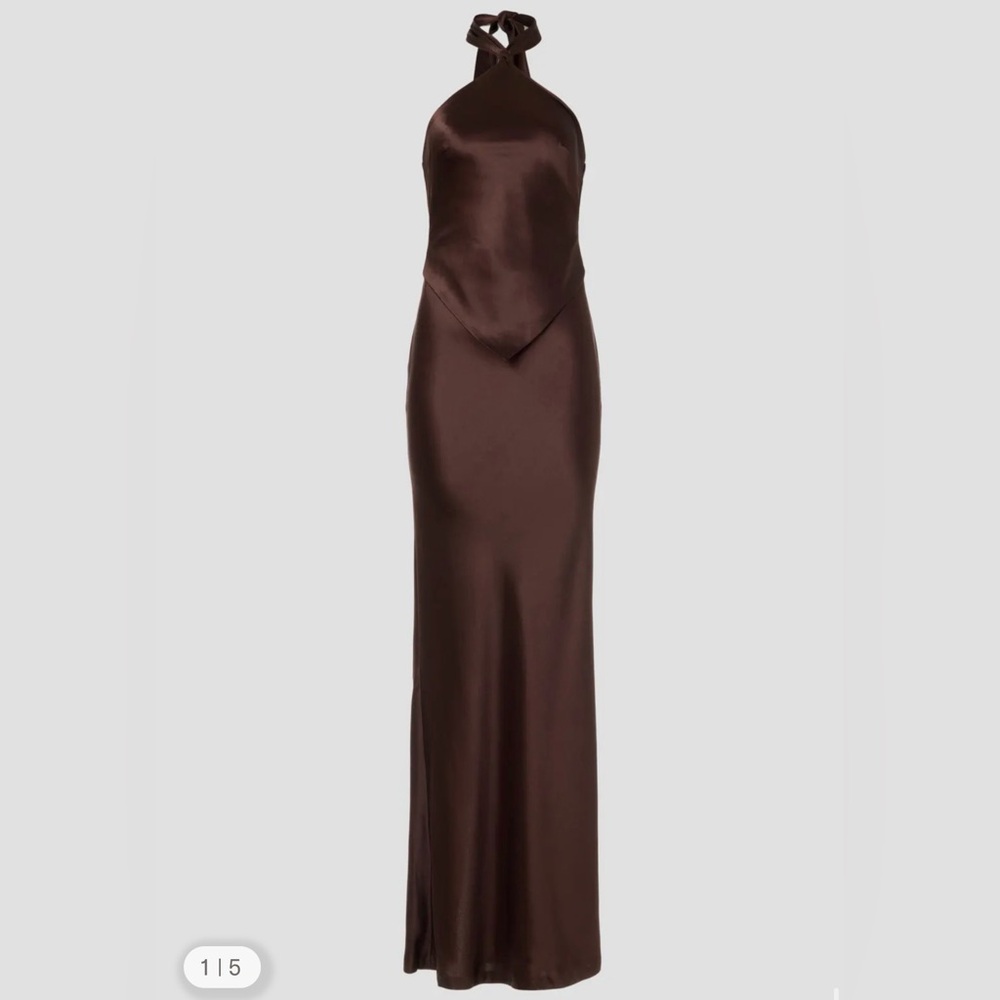 Retrofrete Dark Chocolate Halter Ester Dress